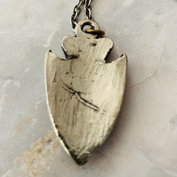 Silver and Turquoise Arrowhead Pendant Necklace - Picture 4 of 6